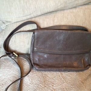 Hobo grey leather crossbody bag